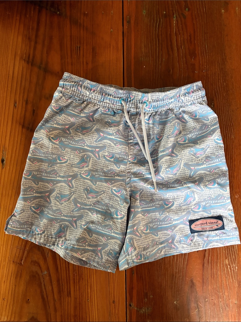 Vineyard Vines Light Blue Fish Salmon Print Swim Trunks Shorts